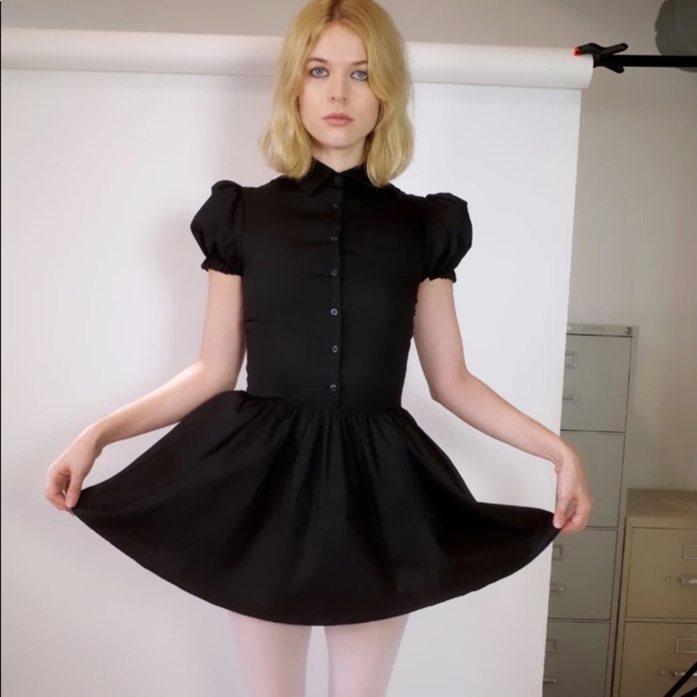 SOLD Lecole des femmes babydoll black dress